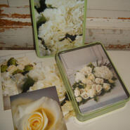 Box med kort - Vita blommor