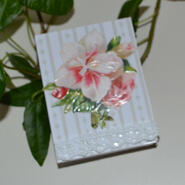 Tändsticksask - rosa blommor, liten